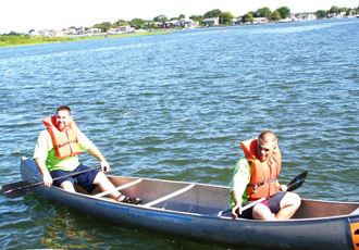 A boat actively racing